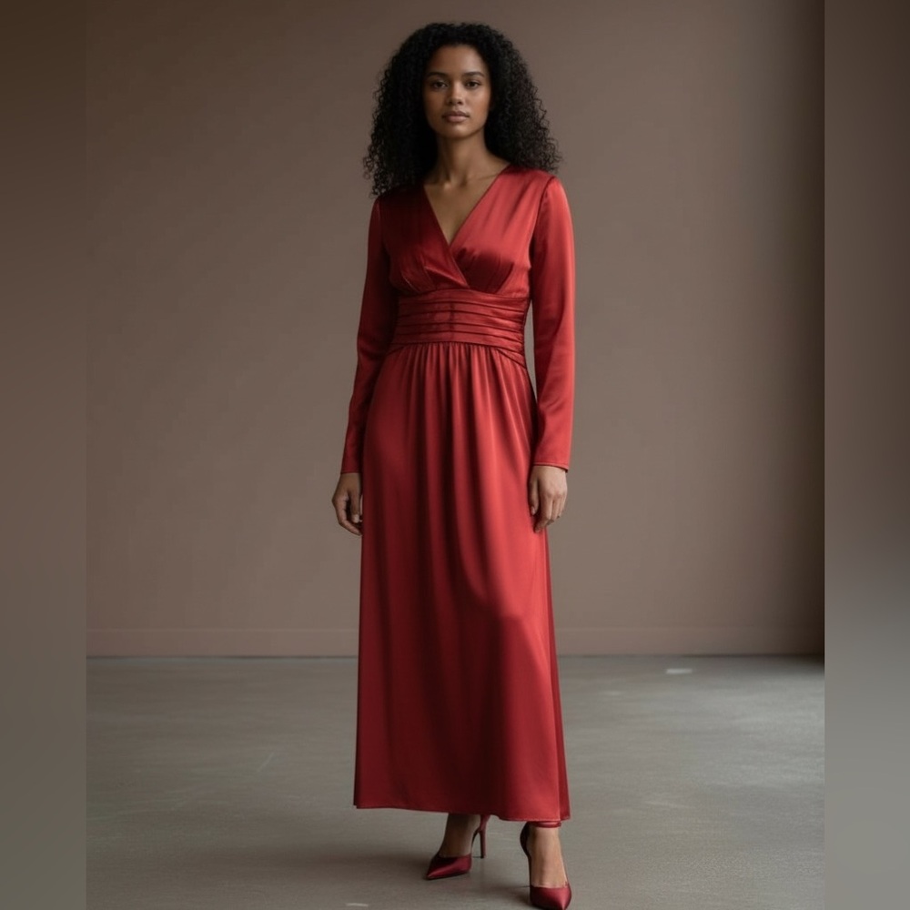 SHEIN Deep Red Long Sleeve Dress - Picture 1 of 2